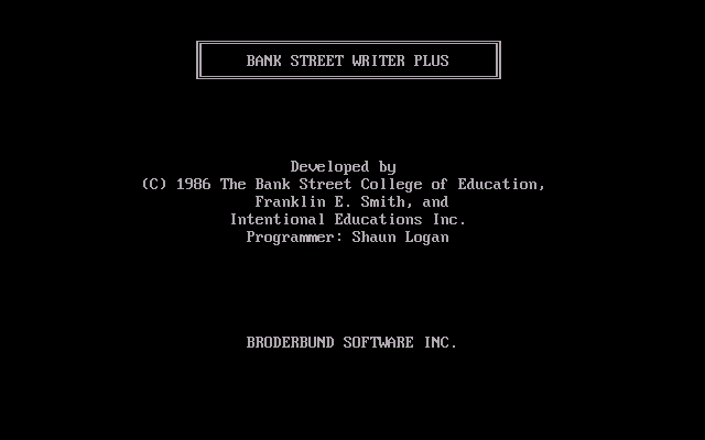 Bank Street Writer Plus - Splash